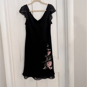 Vintage S.L. Fashions Embroidered Dress SIZE 10 PET Y2K Whimsigoth Flowers Women